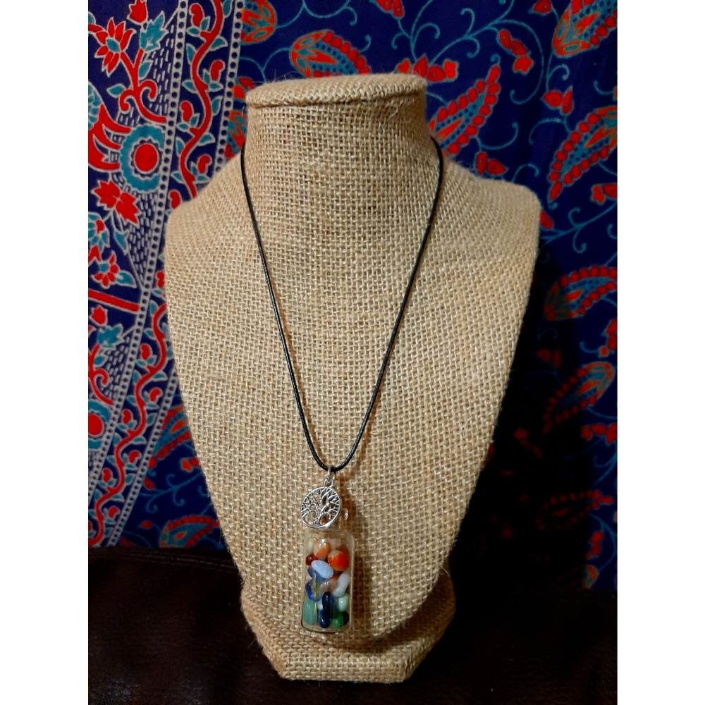 Tree of Life Glass Bottlr Necklace